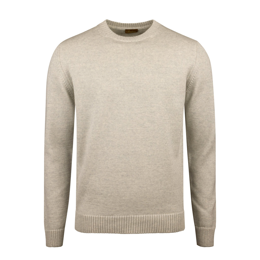 Gray & Oatmeal Mélange Chunky Merino Crew Neck Sweater - Stenströms