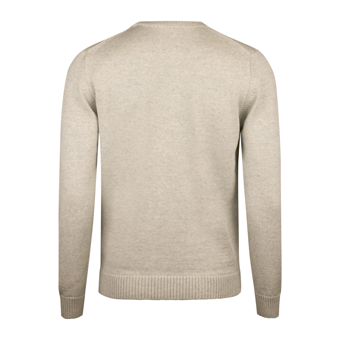 Gray & Oatmeal Mélange Chunky Merino Crew Neck Sweater - Stenströms