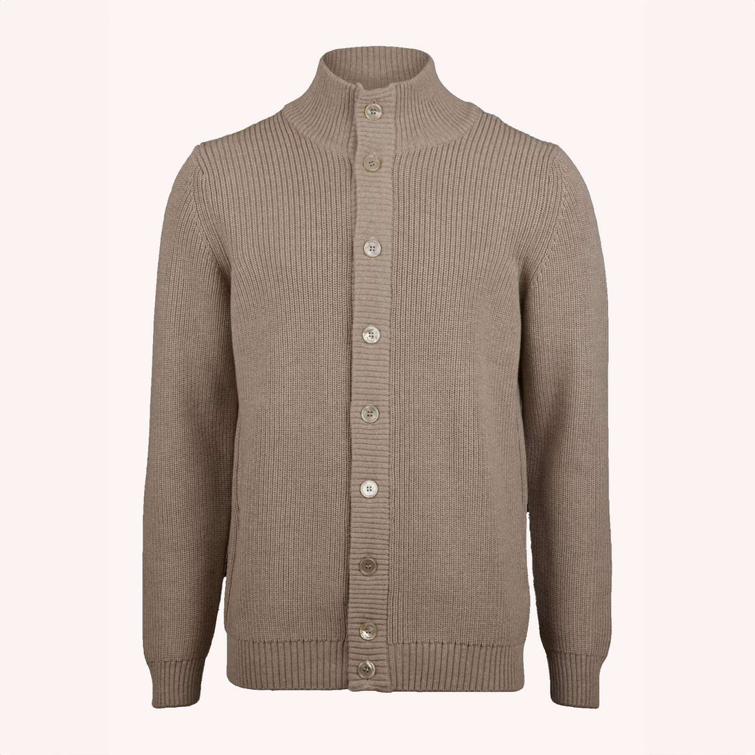 Beige Chunky Merino Wool Cardigan - Stenstroms