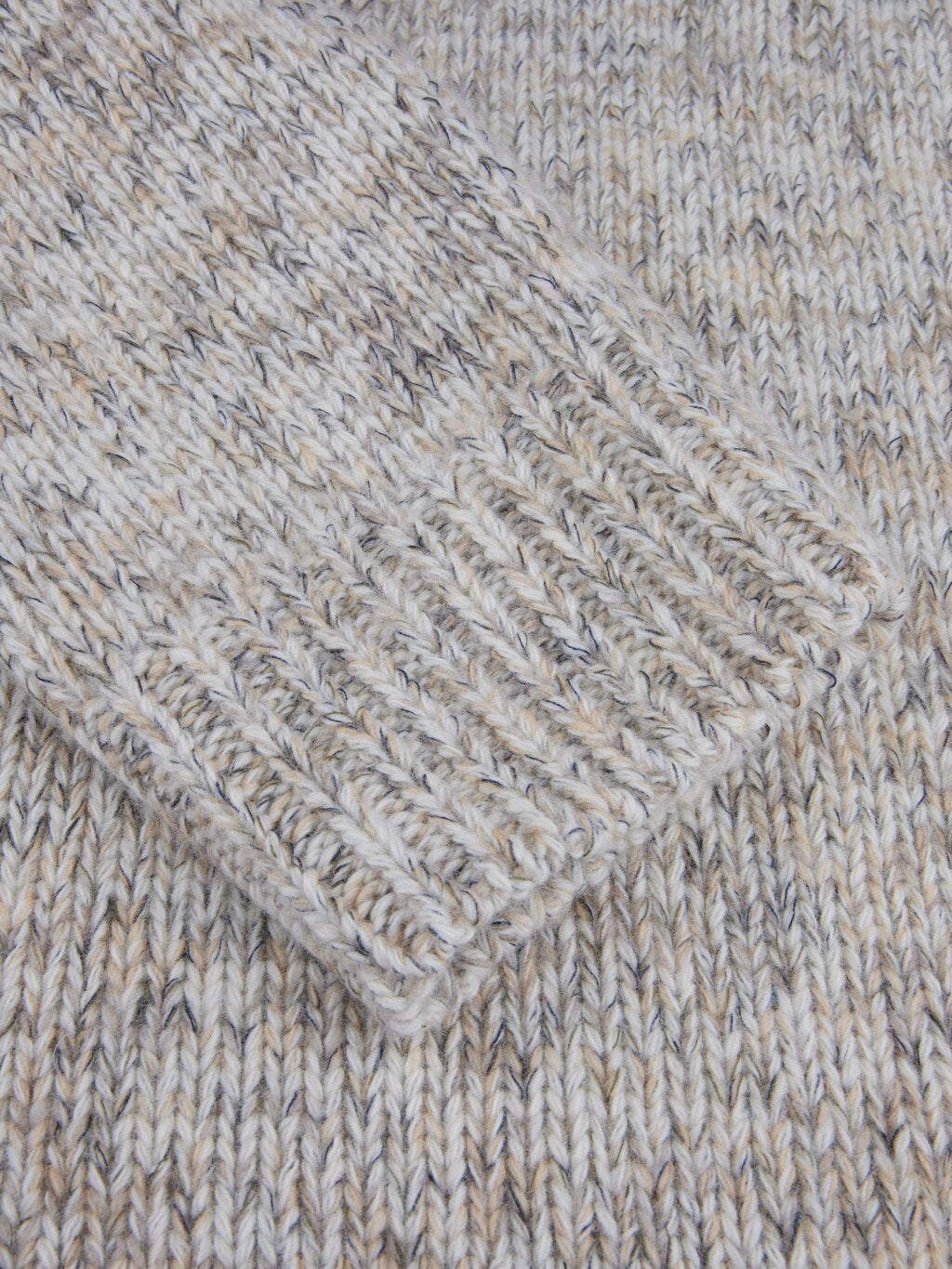 Oatmeal Chunky Wool-Cotton Crew Neck Sweater - Stenströms