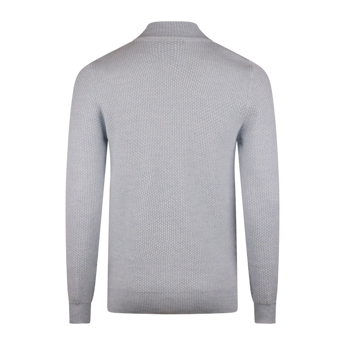 Light Blue Textured Merino Wool Half Zip Sweater - Stenströms