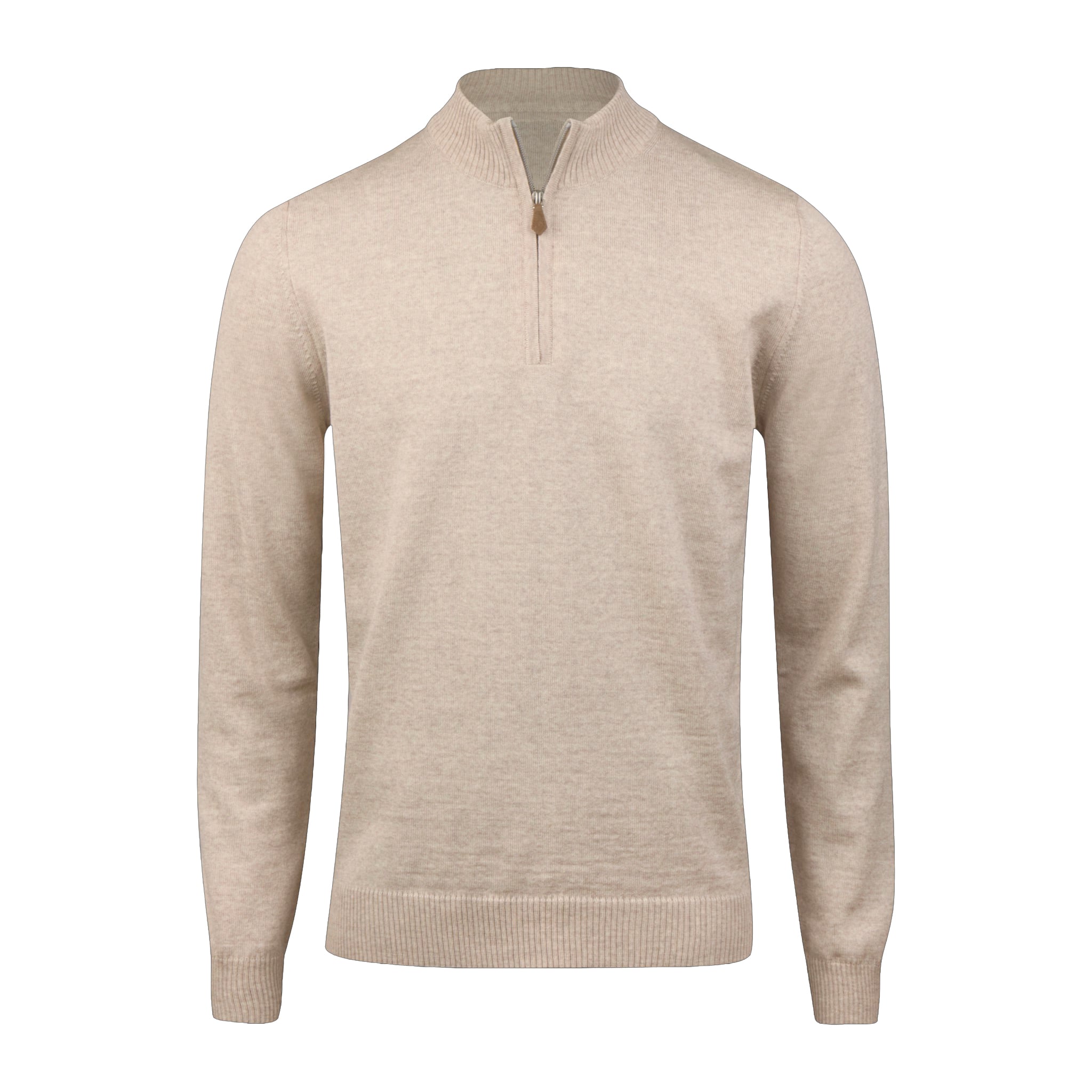 Light Beige Merino Wool Half Zip Sweater - Stenströms