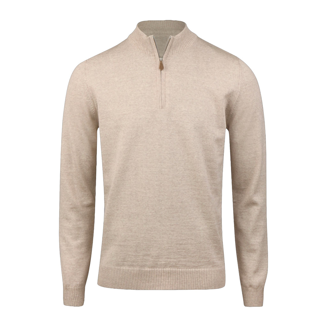 Light Beige Merino Wool Half Zip Sweater - Stenströms
