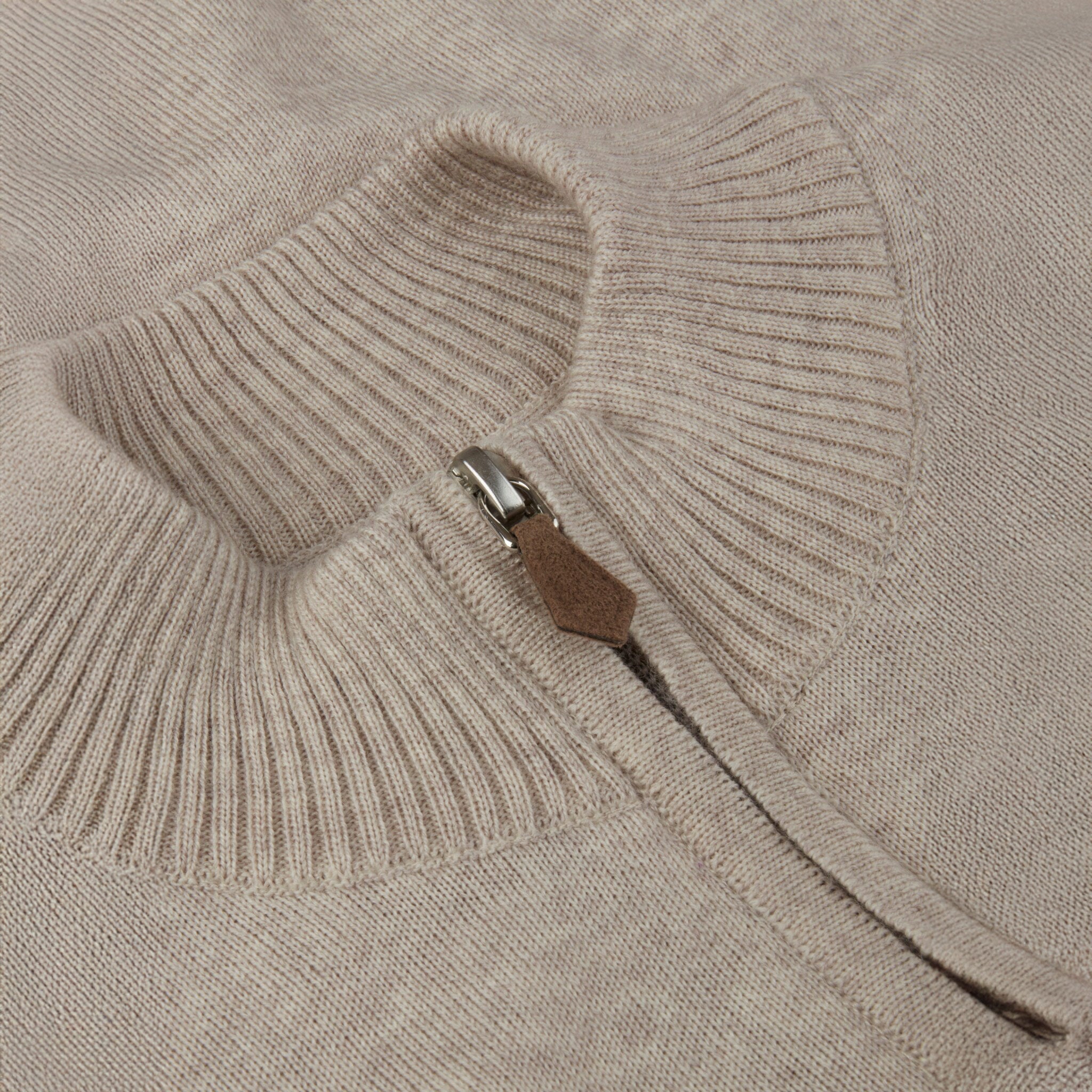 Light Beige Merino Wool Half Zip Sweater - Stenströms