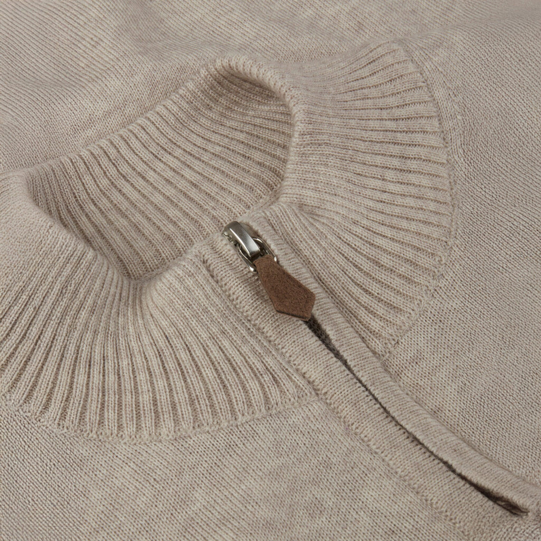 Light Beige Merino Wool Half Zip Sweater - Stenströms