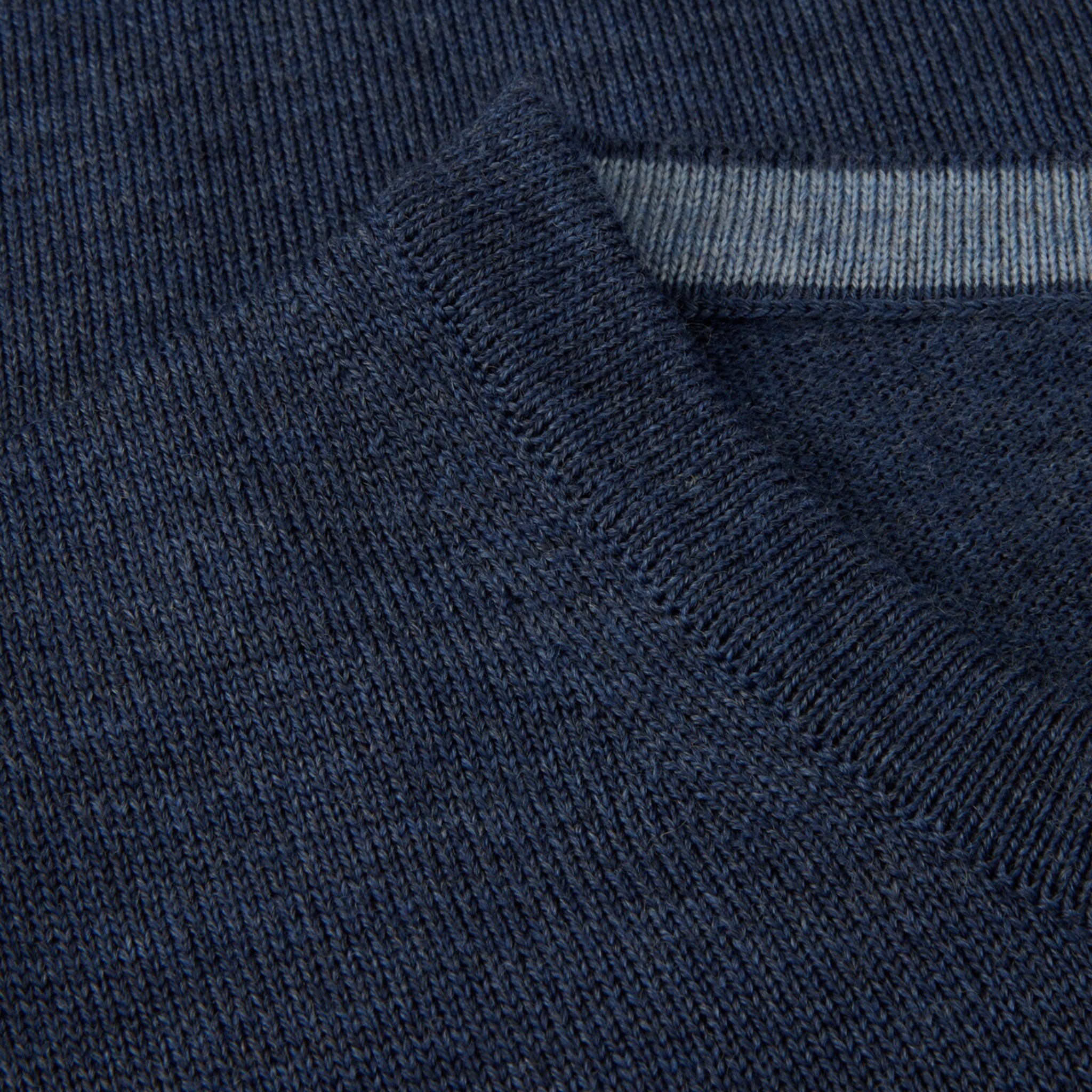 Dark Blue Merino Wool Crew Neck Sweater w/ Elbow Patches - Stenströms