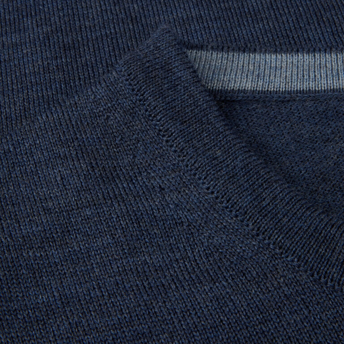 Dark Blue Merino Wool Crew Neck Sweater w/ Elbow Patches - Stenströms