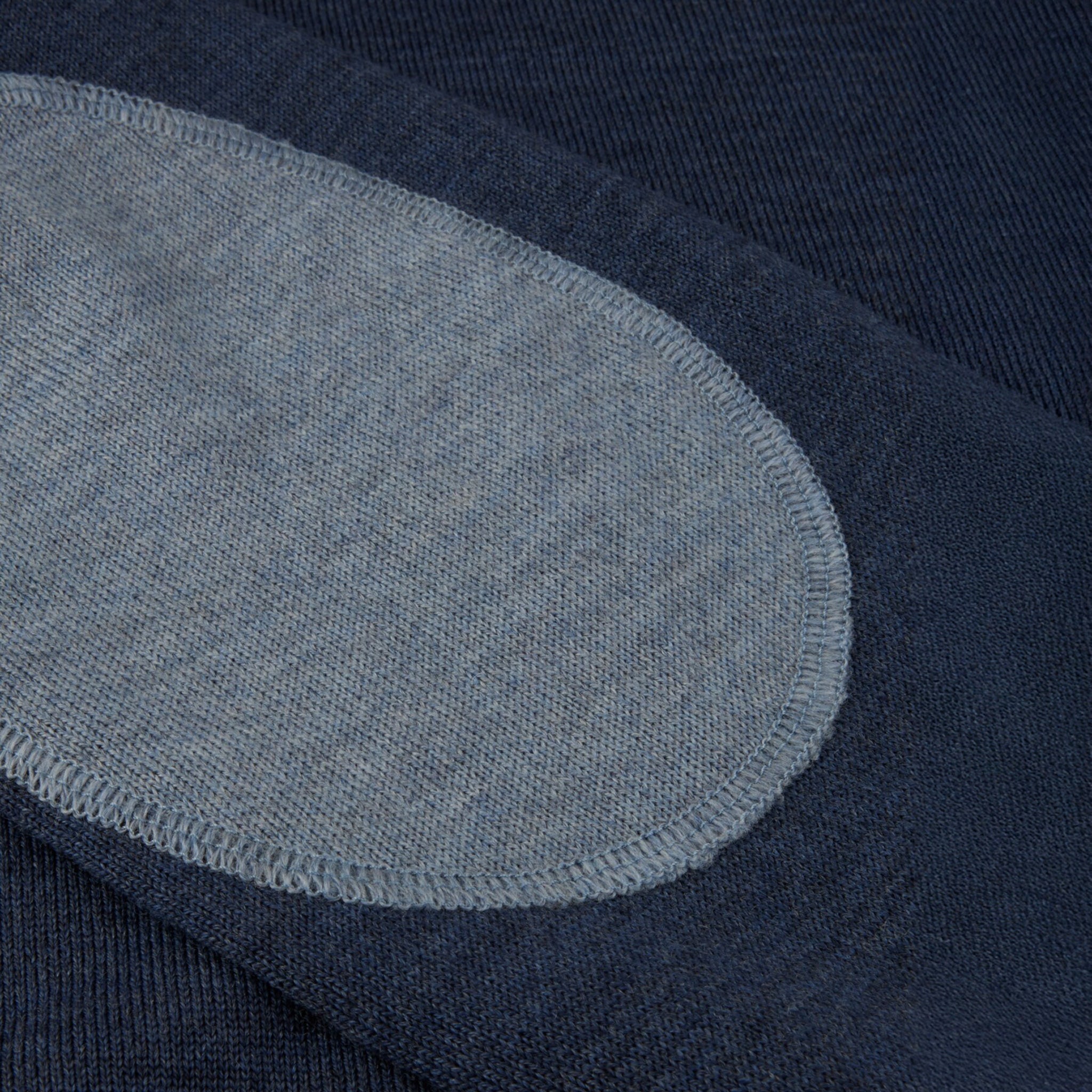 Dark Blue Merino Wool Crew Neck Sweater w/ Elbow Patches - Stenströms