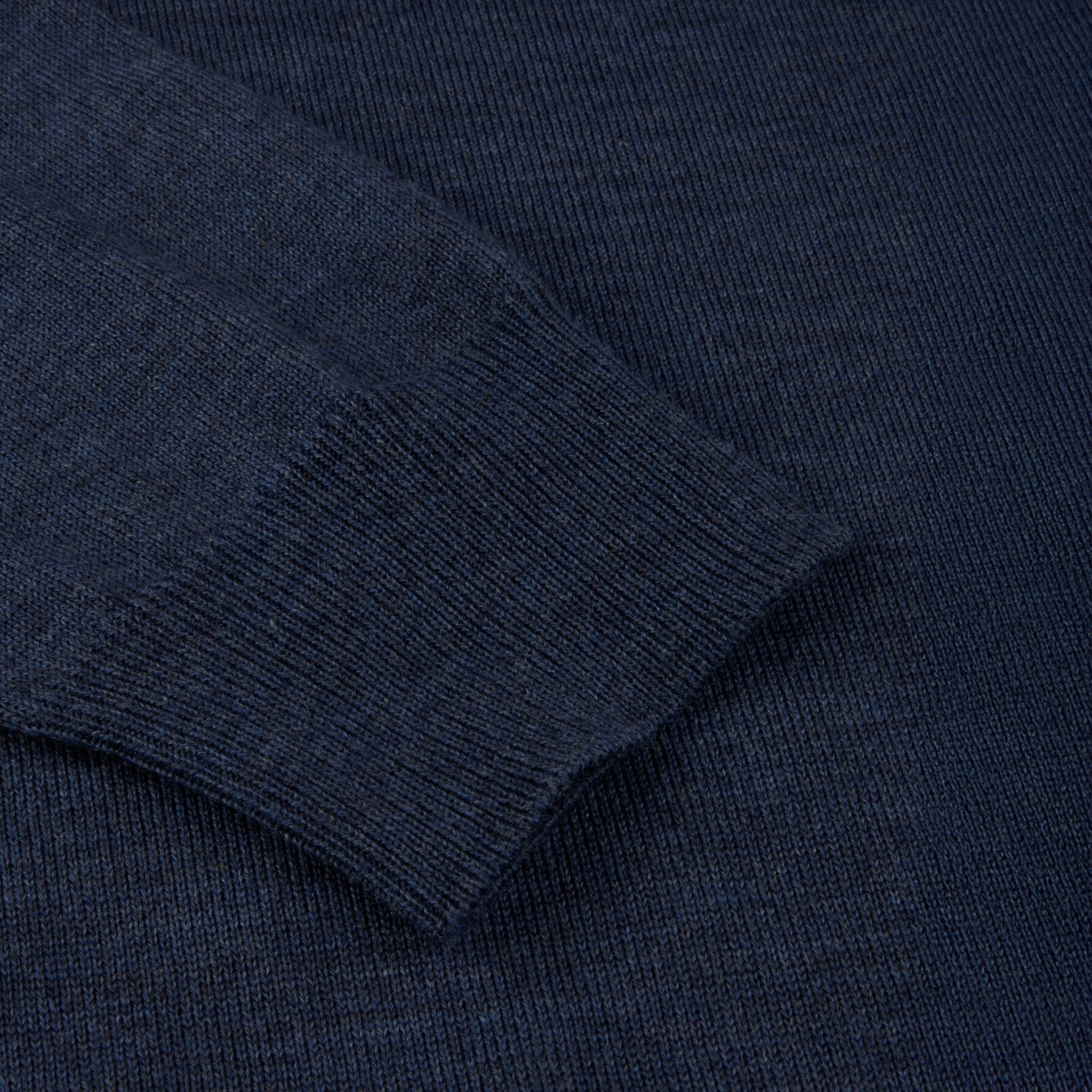 Dark Blue Merino Wool Crew Neck Sweater w/ Elbow Patches - Stenströms