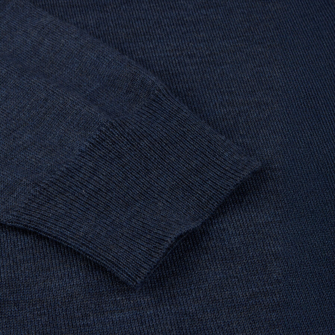 Dark Blue Merino Wool Crew Neck Sweater w/ Elbow Patches - Stenströms