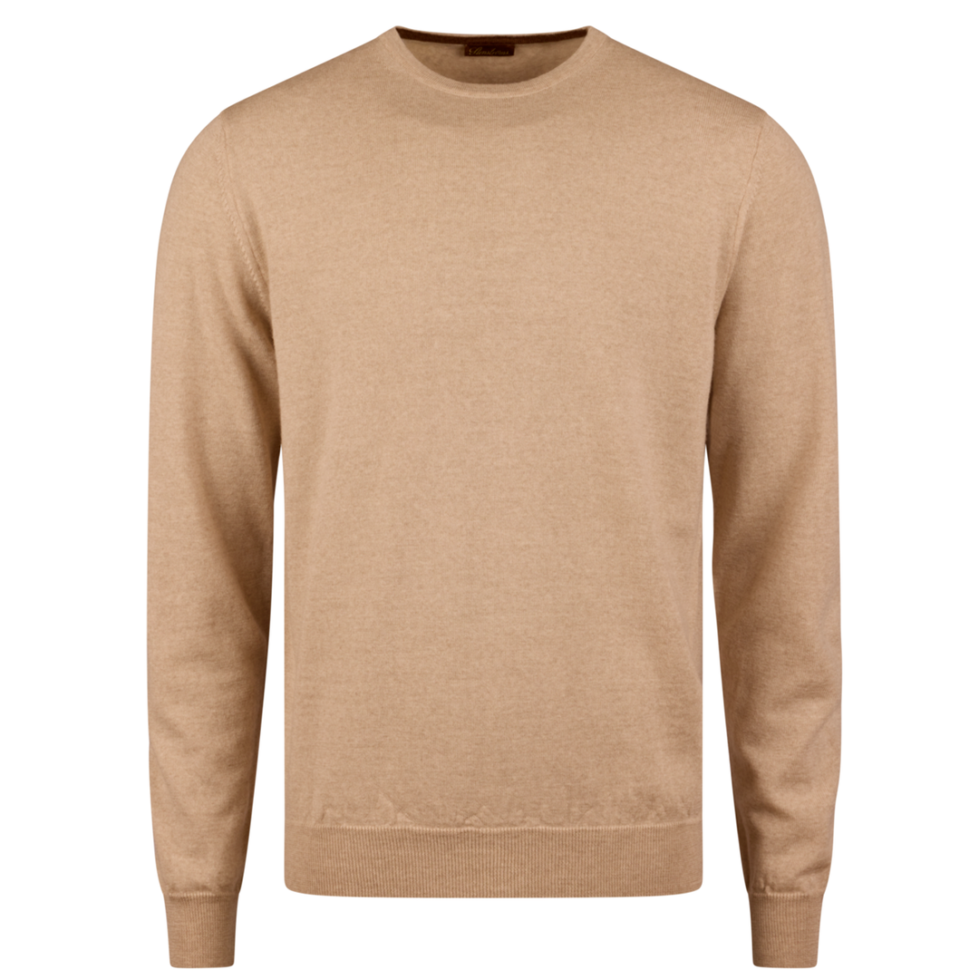 Oatmeal Merino Wool Crew Neck Sweater w/ Elbow Patches - Stenströms - Boutique Jacques Last Call