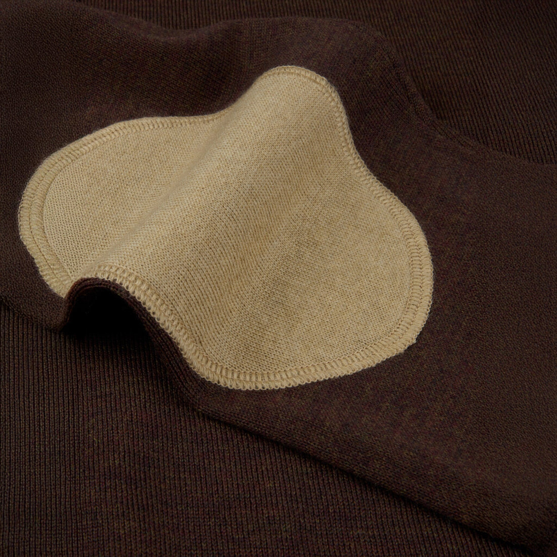 Brown Merino Wool Crew Neck Sweater w/ Patch - Stenströms