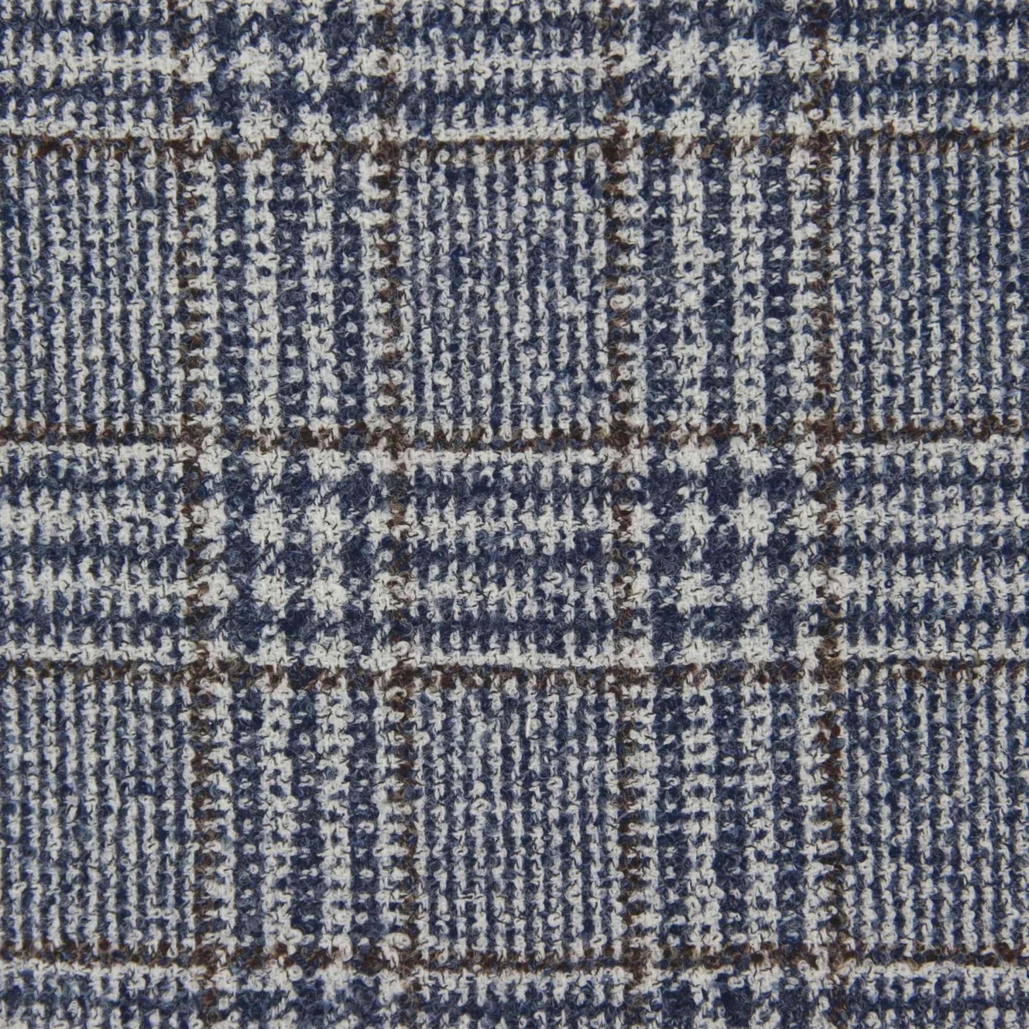 Blue & Brown Prince-of-Wales Wool Hybrid Sport Jacket with Bib - Luigi Bianchi