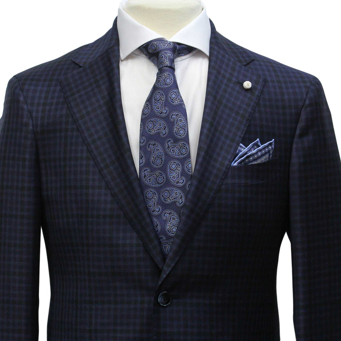 Blue Check Dream Fit Super 140s REDA Wool Suit - Luigi Bianchi