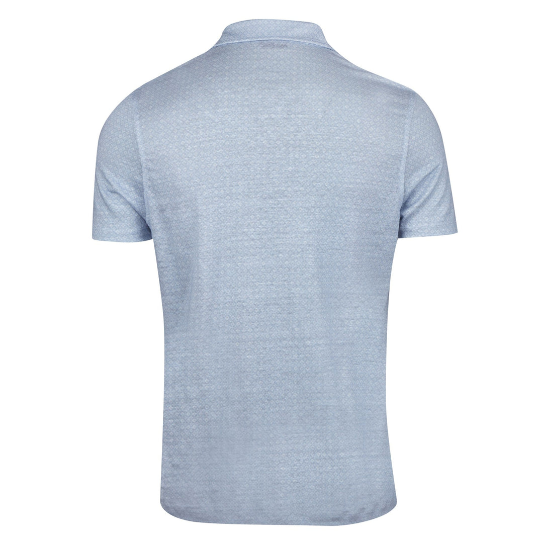 Light Blue Tonal Flower Linen Polo Shirt - Stenströms - Boutique Jacques Last Call