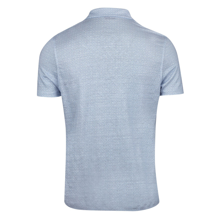Light Blue Tonal Flower Linen Polo Shirt - Stenströms - Boutique Jacques Last Call