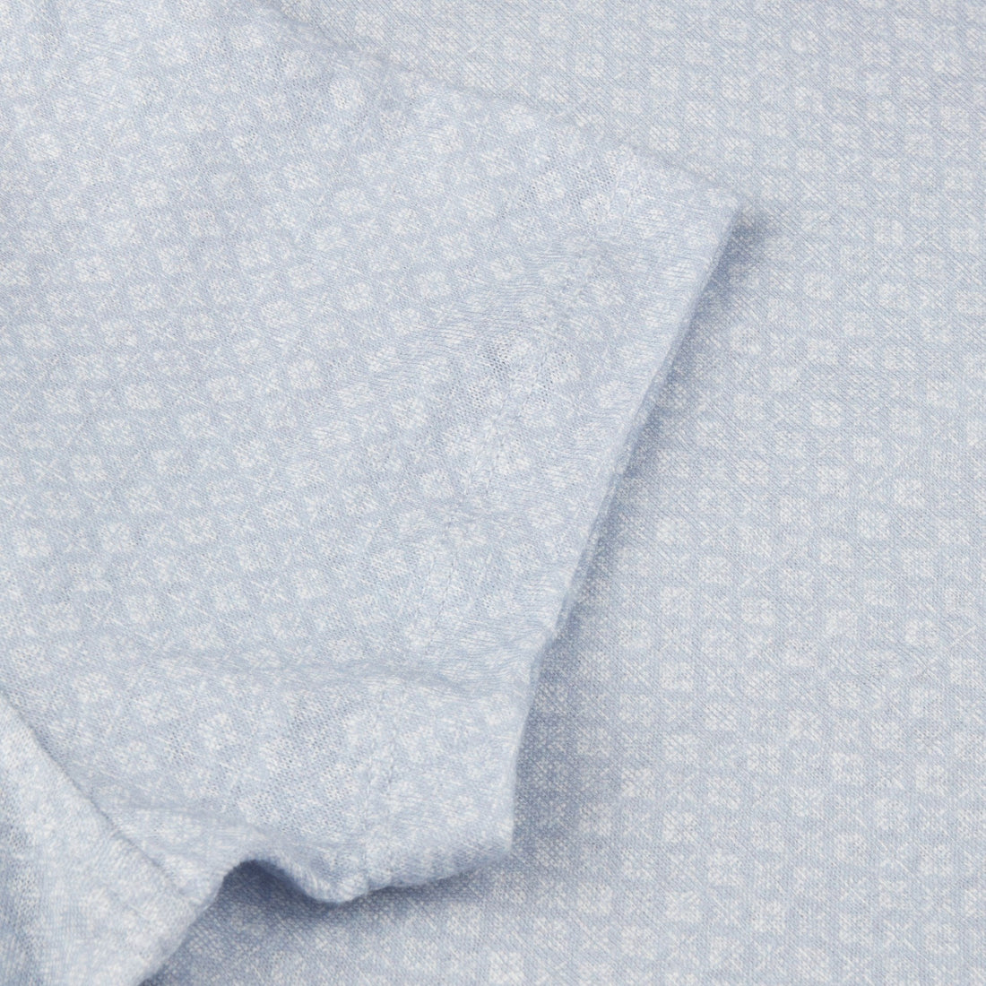 Light Blue Tonal Flower Linen Polo Shirt - Stenströms - Boutique Jacques Last Call