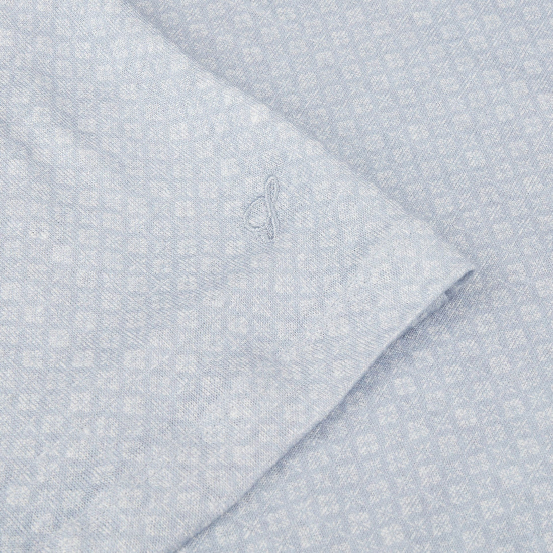 Light Blue Tonal Flower Linen Polo Shirt - Stenströms - Boutique Jacques Last Call
