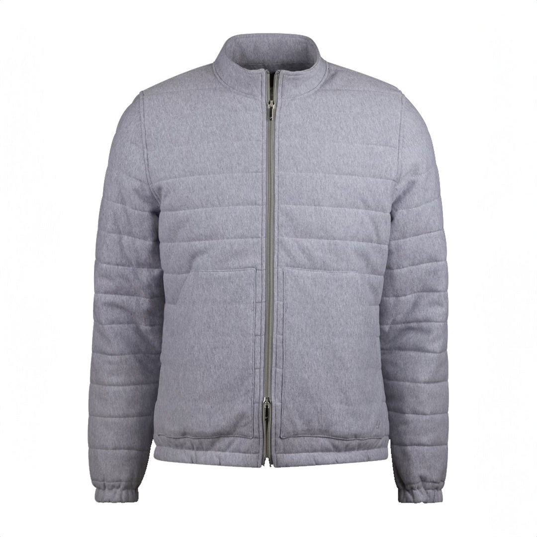 Light Grey Quilted Flannel Cotton Zip Bomber - Stenströms