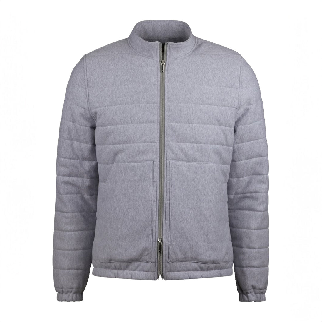 Light Grey Quilted Flannel Cotton Zip Bomber - Stenströms - Boutique Jacques Last Call