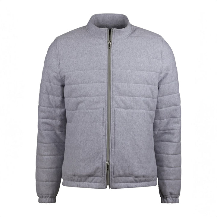 Light Grey Quilted Flannel Cotton Zip Bomber - Stenströms