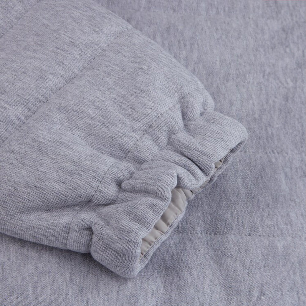 Light Grey Quilted Flannel Cotton Zip Bomber - Stenströms