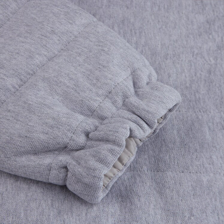 Light Grey Quilted Flannel Cotton Zip Bomber - Stenströms