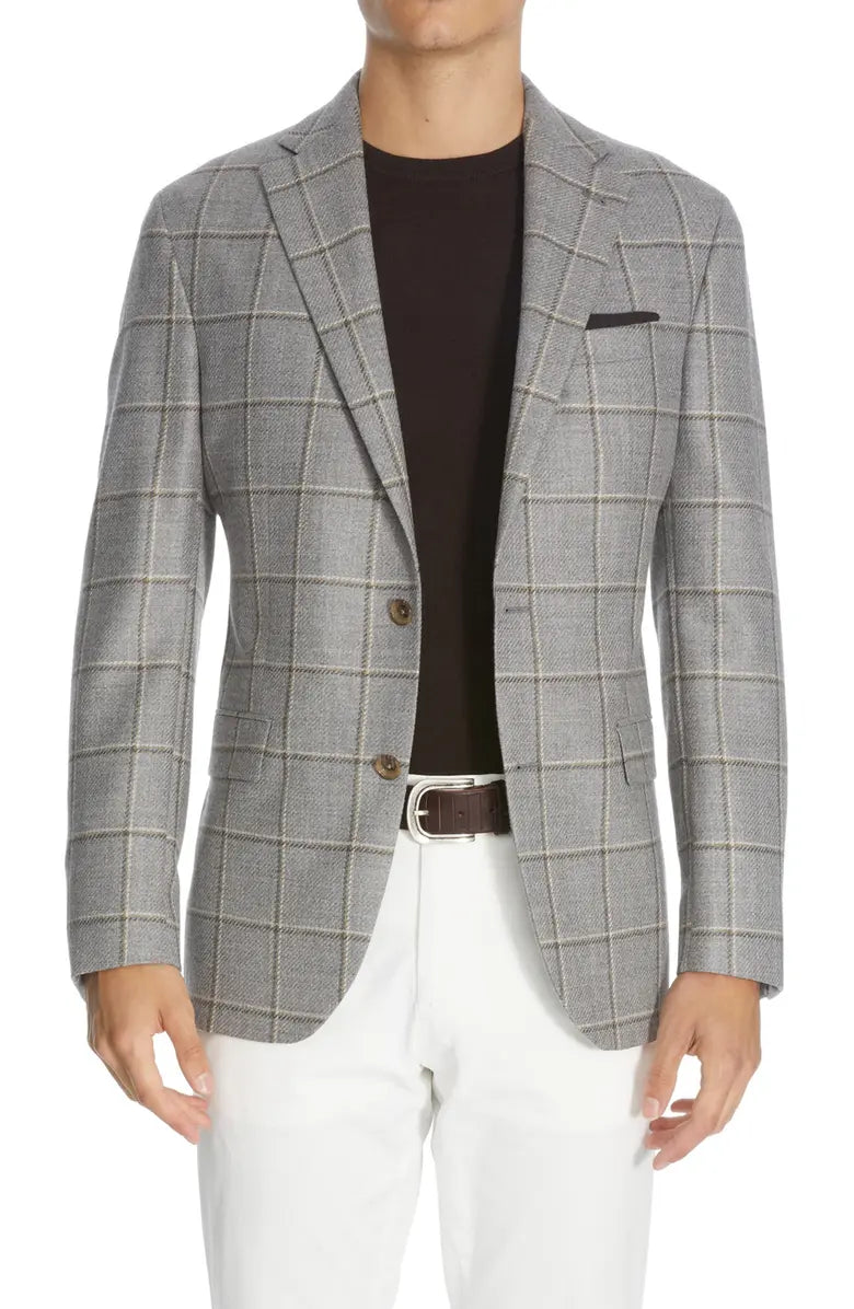 Gray Check Unconstructed Midland Contemporary Fit Sport Jacket - Jack Victor - Boutique Jacques Last Call