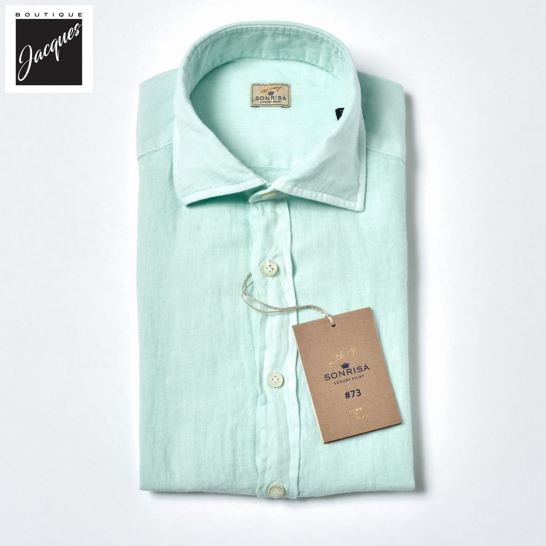 Mint Green Linen Modern Fit Casual Shirt - SONRISA