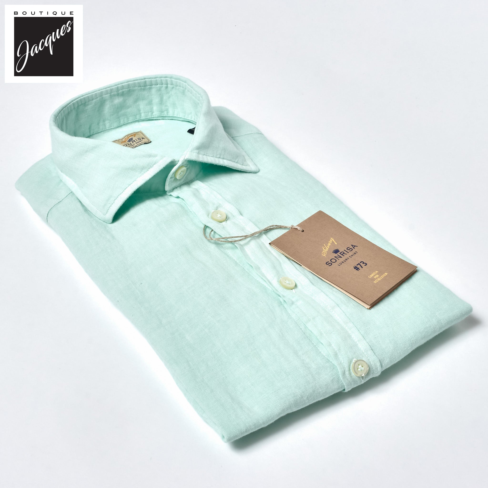 Mint Green Linen Modern Fit Casual Shirt - SONRISA