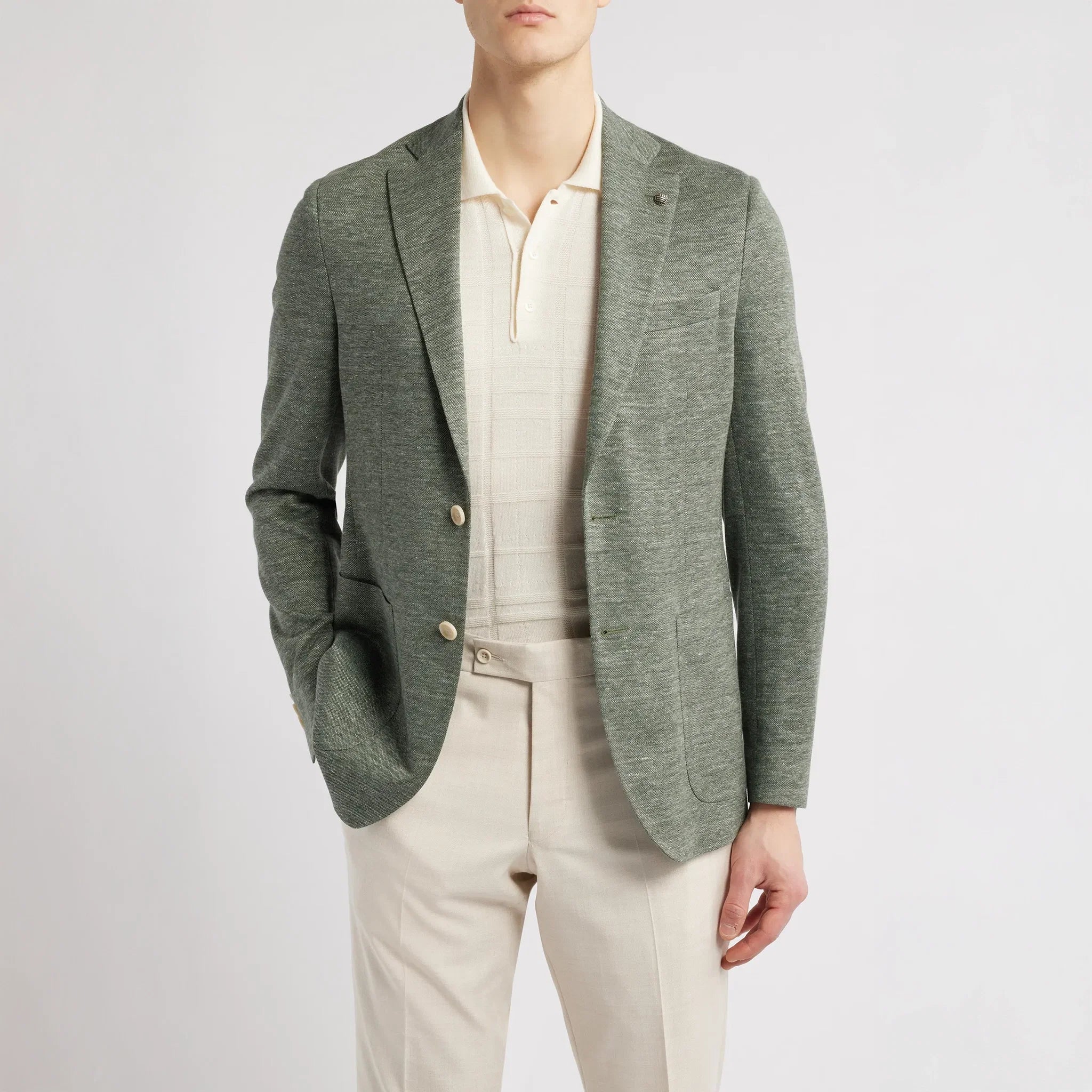 Green Linen-Blend Knit Comfortwear Hartford Contemporary Fit Sport Jacket - Jack Victor - Boutique Jacques International