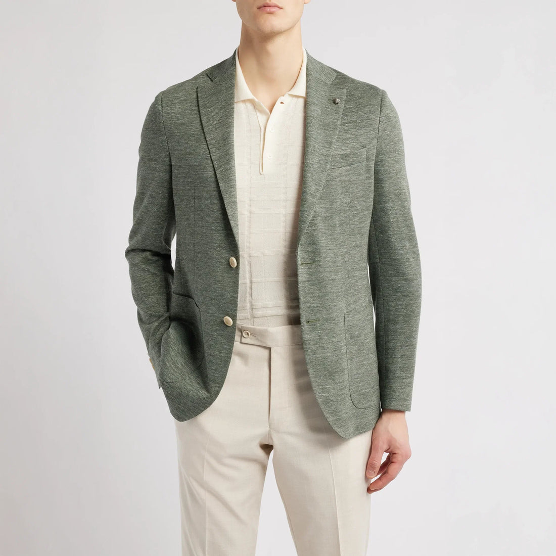 Green Linen-Blend Knit Comfortwear Hartford Contemporary Fit Sport Jacket - Jack Victor - Boutique Jacques International