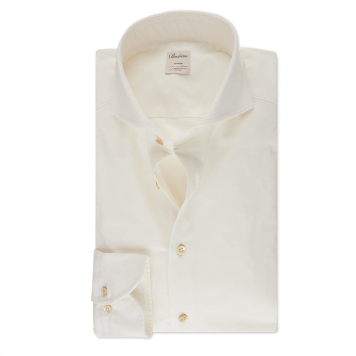 Off-White Baby Corduroy Cotton Stretch Fitted Body Shirt - Stenströms