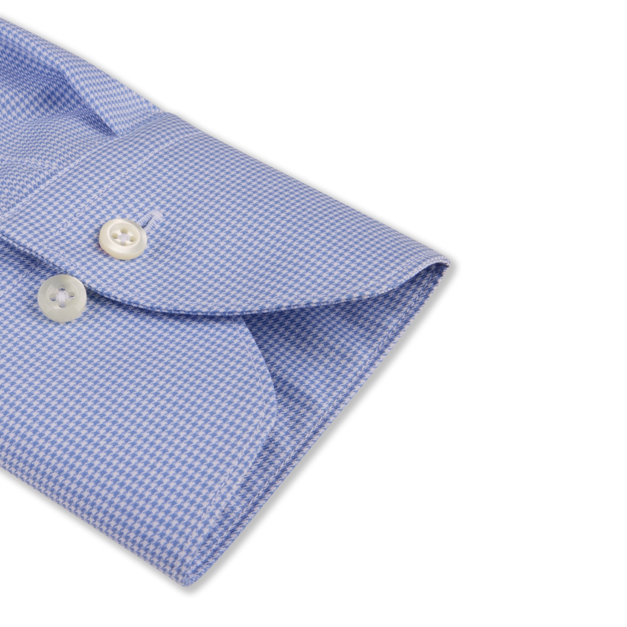 Blue Micro Check Cotton Twill Fitted Body Shirt - Stenströms