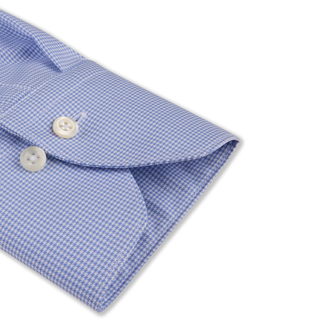 Blue Micro Check Cotton Twill Fitted Body Shirt - Stenströms