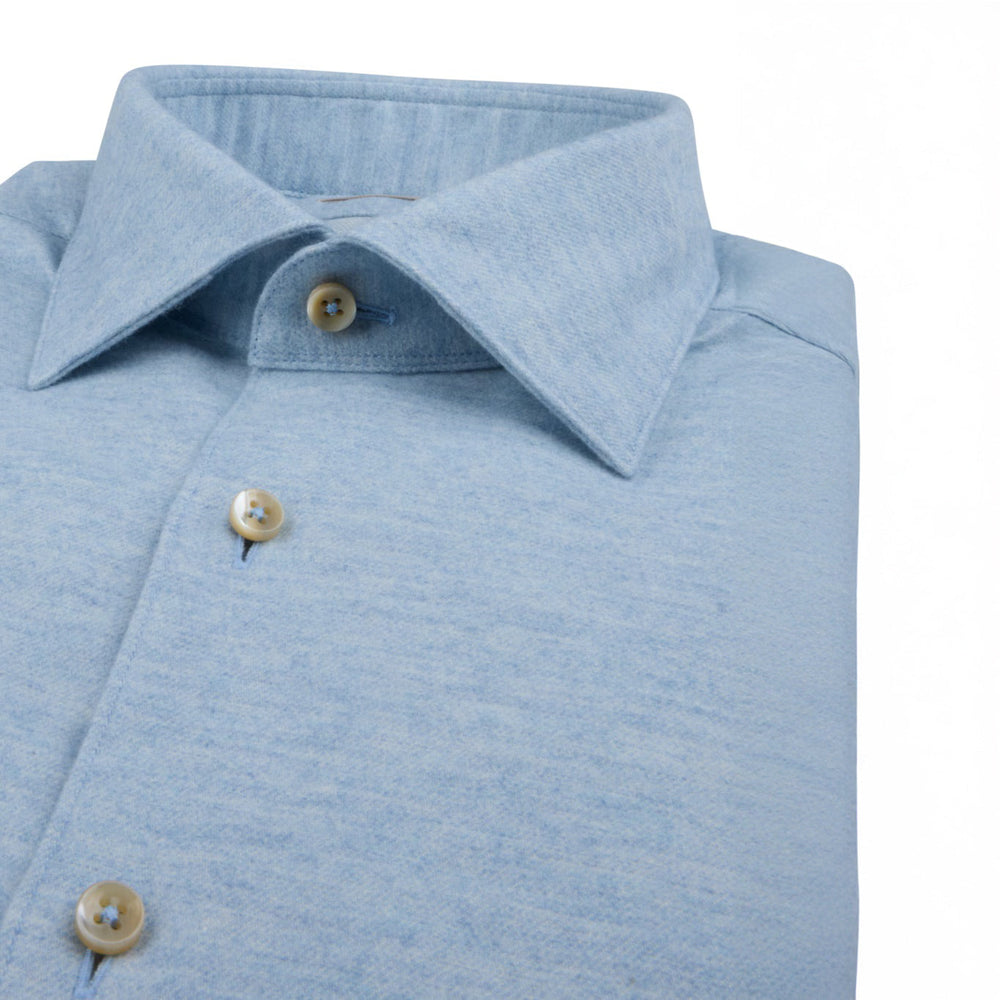 Blue Flannel Solid Fitted Body Shirt - Stenströms - Boutique Jacques Last Call
