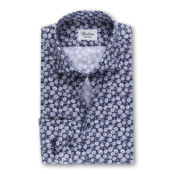 Navy Floral Fitted Body Shirt - Stenströms - Boutique Jacques Last Call