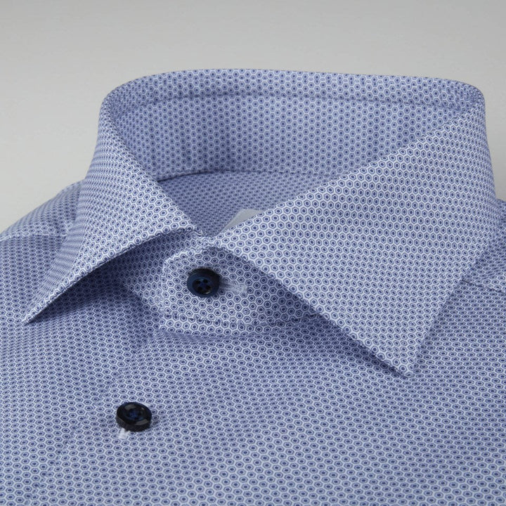 Light Blue Micro Dot Patterned Fitted Body Twill Shirt- Stenströms - Boutique Jacques Last Call