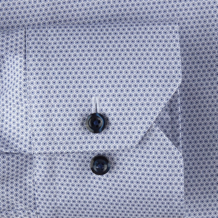 Light Blue Micro Dot Patterned Fitted Body Twill Shirt- Stenströms - Boutique Jacques Last Call