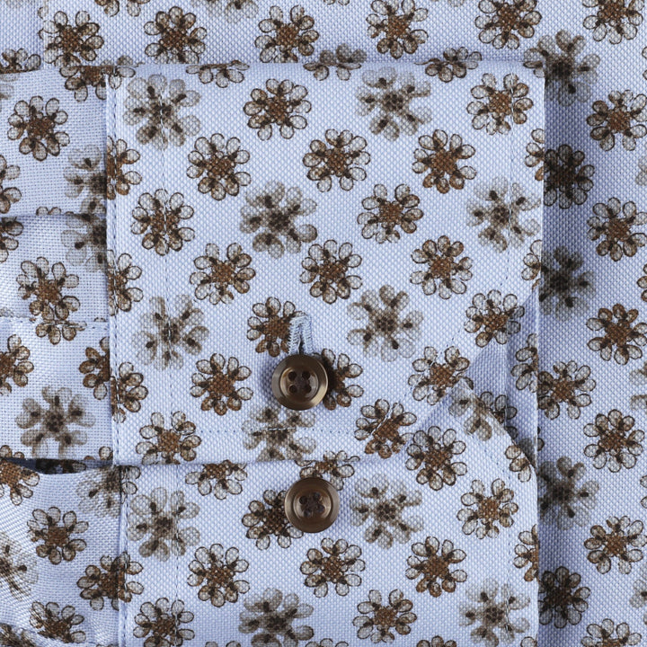 Light Blue Floral Oxford Shirt Fitted Shirt - Stenströms - Boutique Jacques Last Call