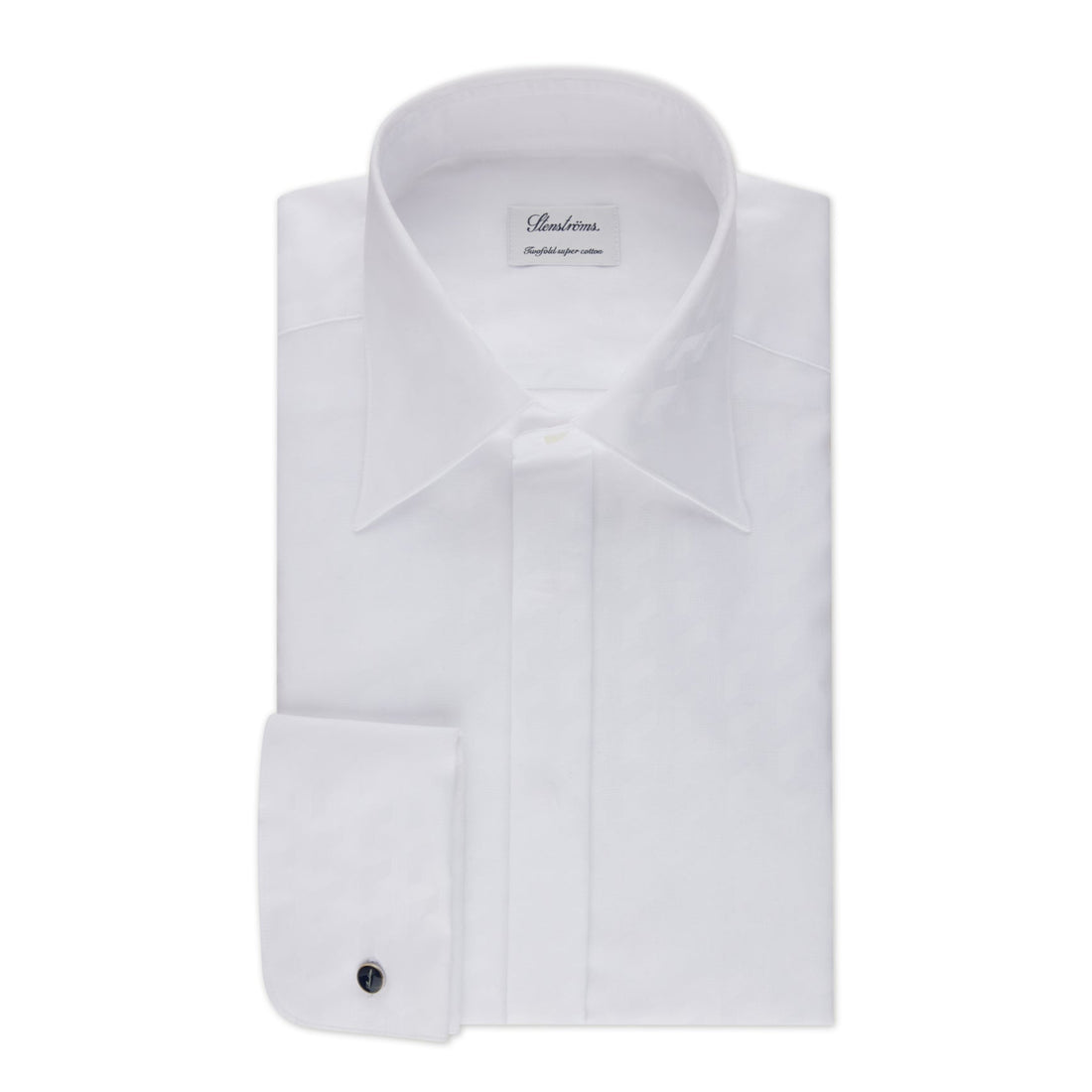 White Slimline Body Textured Tuxedo Shirt - Stenströms