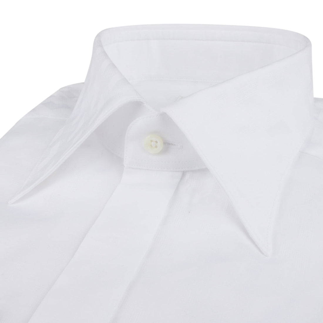 White Slimline Body Textured Tuxedo Shirt - Stenströms