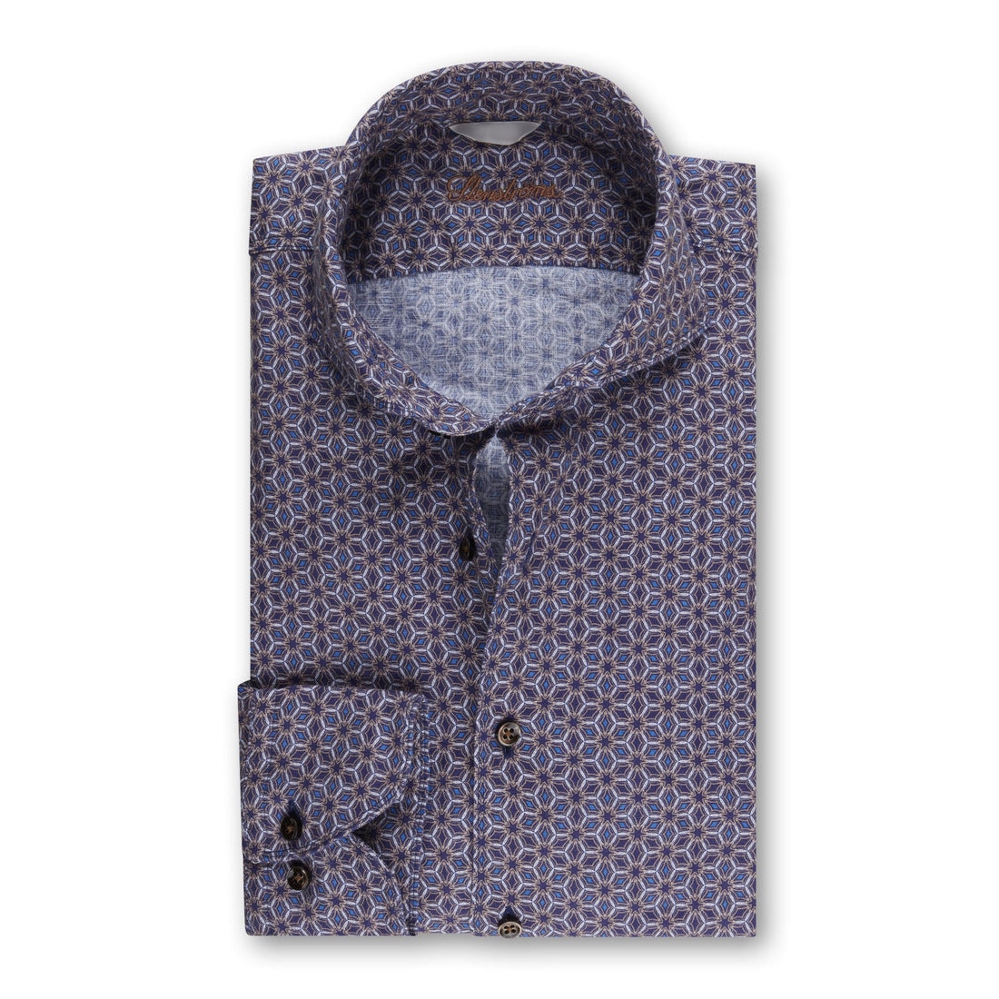 Blue Medallion Slimline Linen Shirt - Stenströms - Boutique Jacques Last Call
