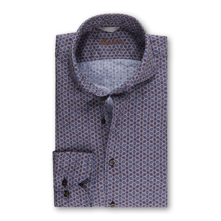 Blue Medallion Slimline Linen Shirt - Stenströms - Boutique Jacques Last Call