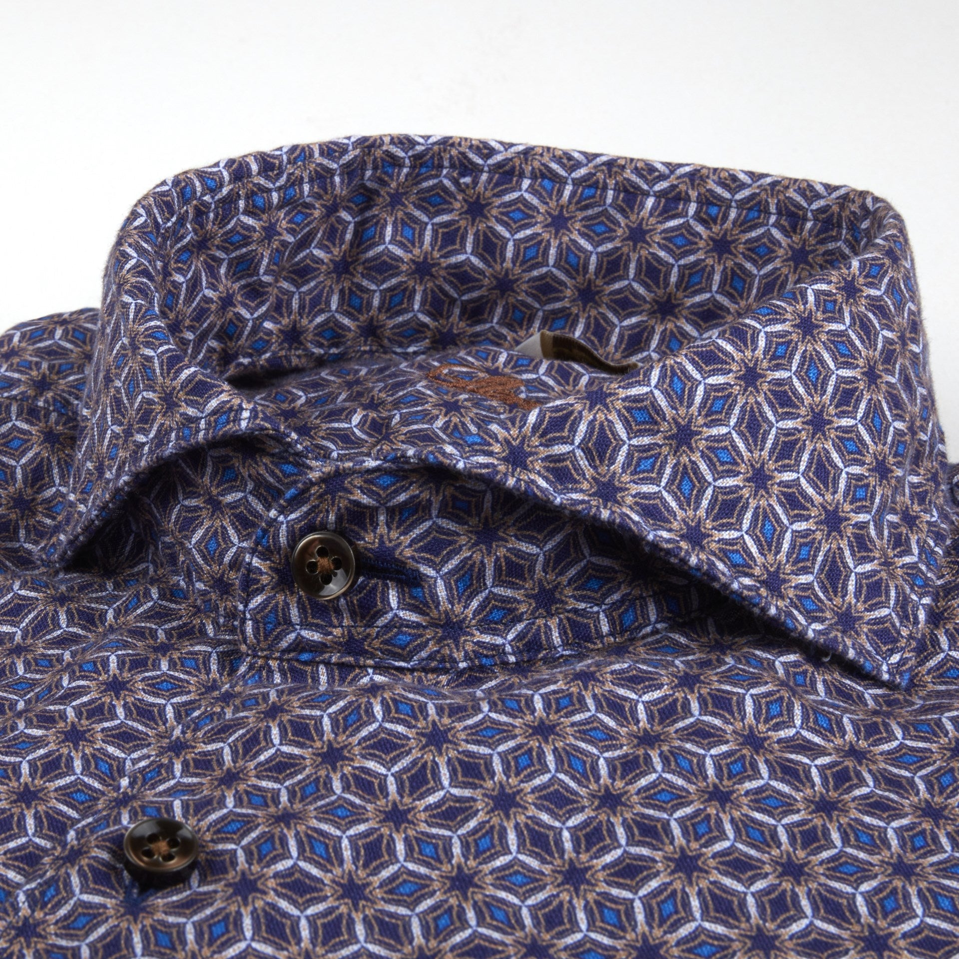 Blue Medallion Slimline Linen Shirt - Stenströms - Boutique Jacques Last Call