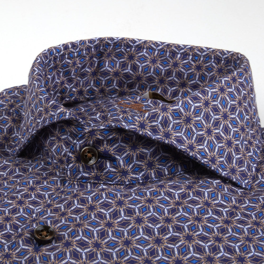 Blue Medallion Slimline Linen Shirt - Stenströms - Boutique Jacques Last Call