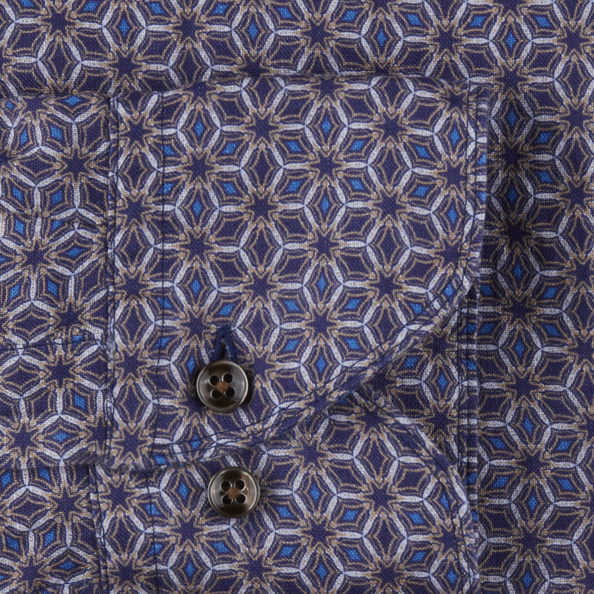 Blue Medallion Slimline Linen Shirt - Stenströms - Boutique Jacques Last Call