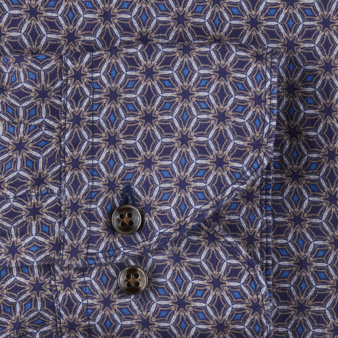Blue Medallion Slimline Linen Shirt - Stenströms - Boutique Jacques Last Call
