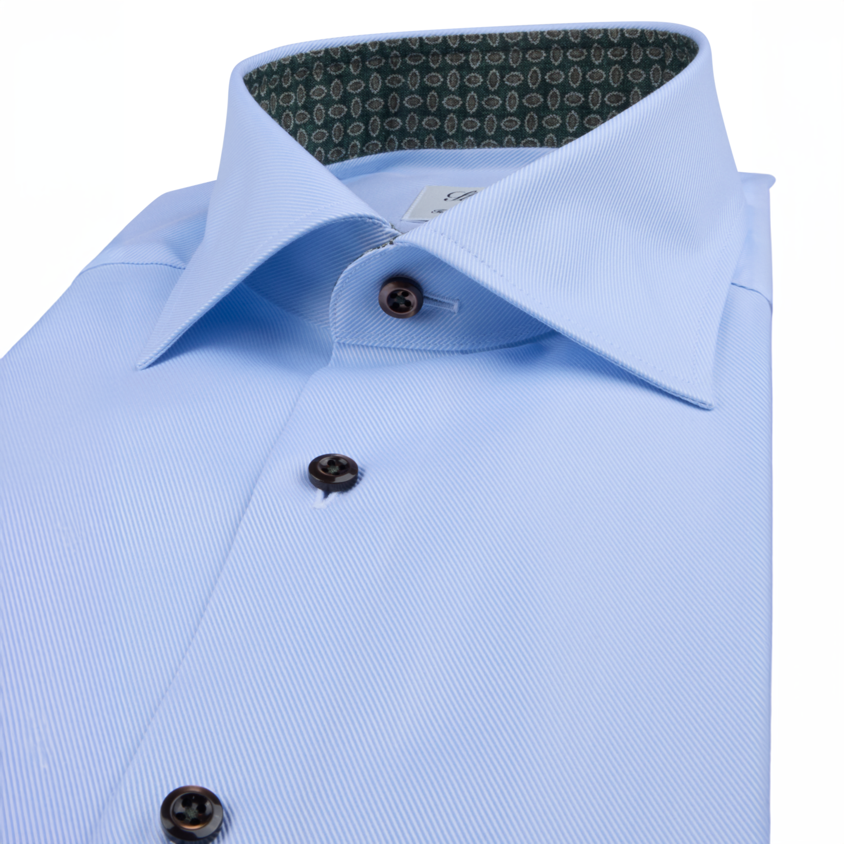 Blue Textured Twill Fitted Body Shirt w/ Contrast Details - Stenströms