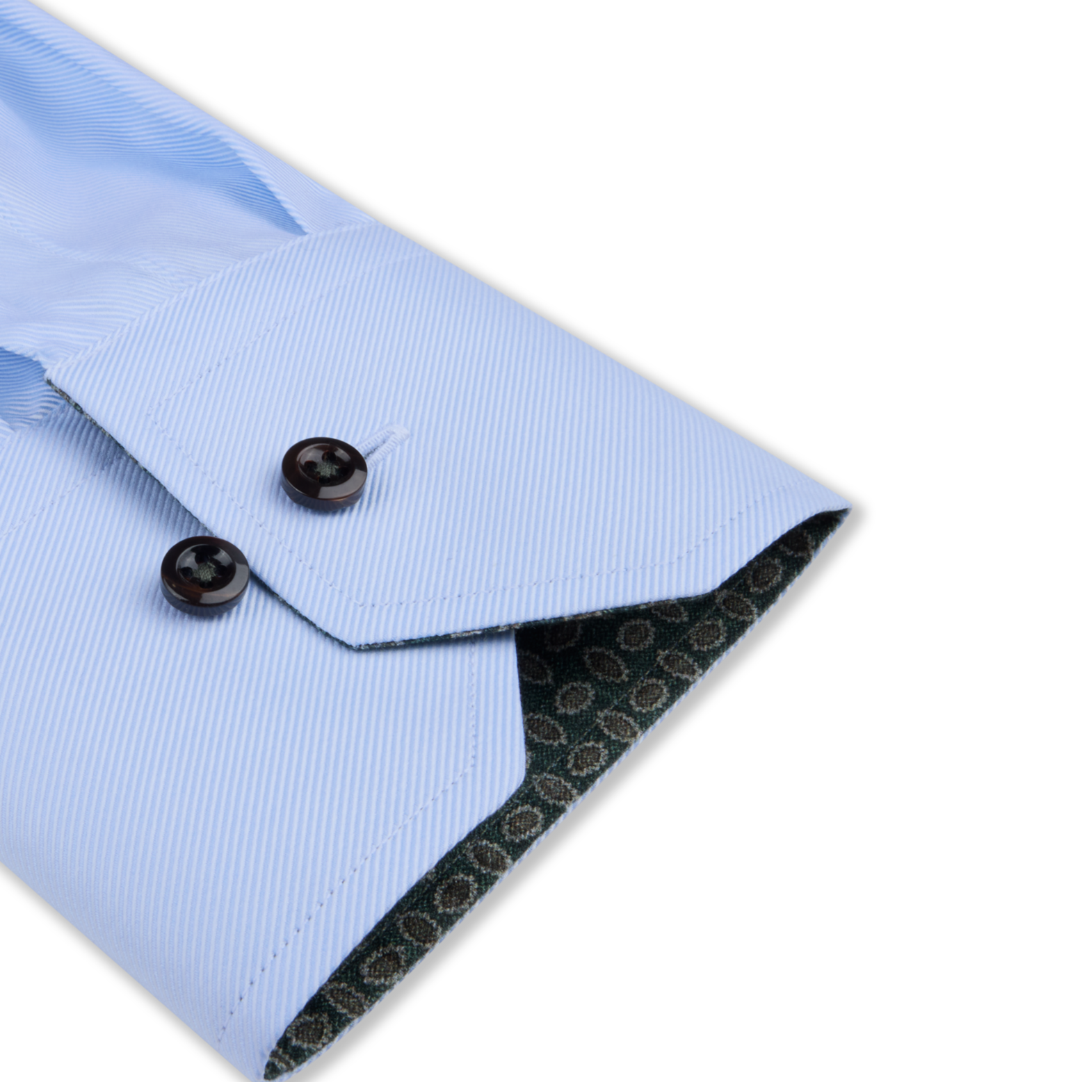 Blue Textured Twill Fitted Body Shirt w/ Contrast Details - Stenströms